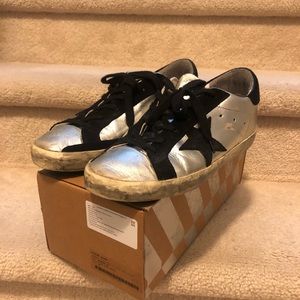Golden goose silver suede sneakers (size 38, us 8)